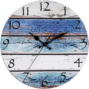 Rustic Beach Wall Clock Round